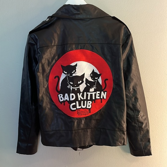 Dolls Kill x Emily The Strange Bad Kitten Club Moto Jacket Size Small - Picture 1 of 6